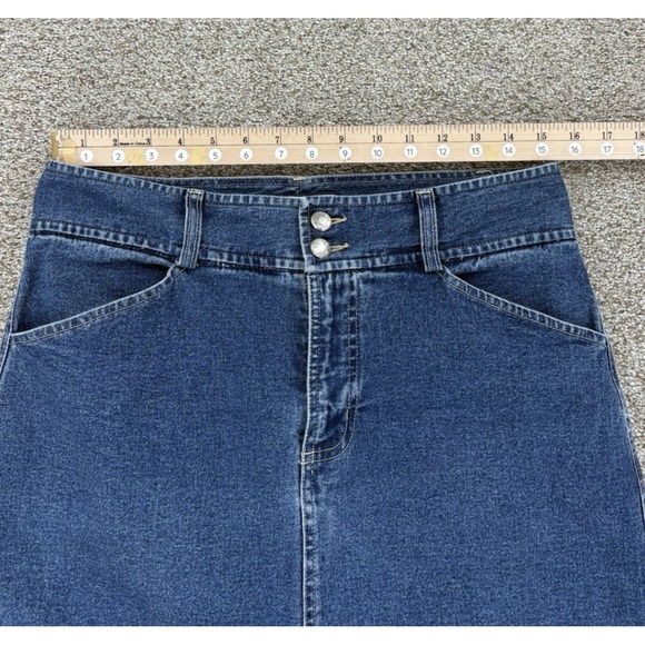 VTG Caribbean Joe Jean Midi Maxi Prairie Skirt Sz 10 Western Cottagecore 90s Y2K - Picture 7 of 9